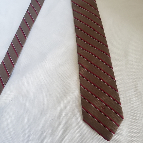Christian Dior Brown and Red Striped Tie - Picture 6 of 9